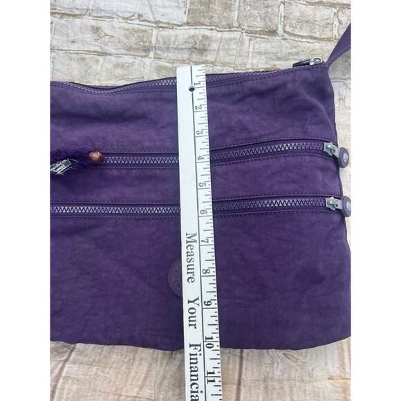 Kipling Keiko Dark Plum Tonal  Nylon Crossbody Bag + Monkey Key Chain Purple - Picture 10 of 10